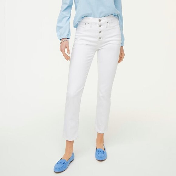 J. Crew Essential Straight White Jean in All-Day Stretch in Optic White 35 - Picture 1 of 15